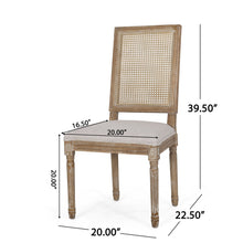 Load image into Gallery viewer, French Country Dining Chair With Rectangular Cane Backrest And Smooth Upholstered Seating
