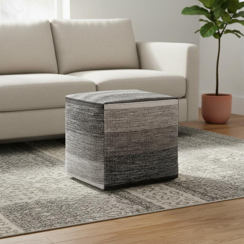Cotton Cube Pouf Ottoman - Gray
