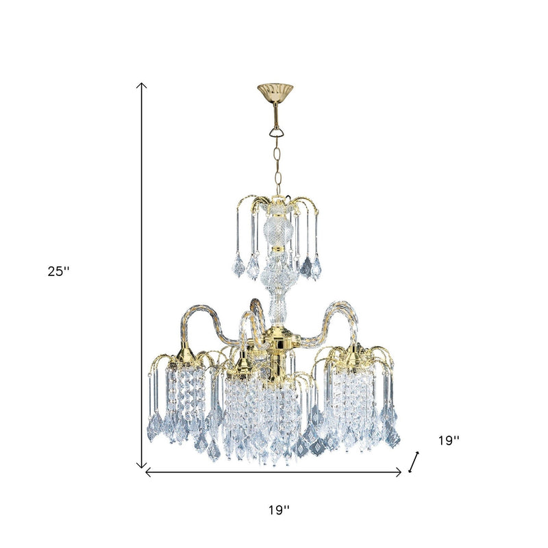 Two Tier Crystal And Hanging Chandelier Light - Clear / Gold