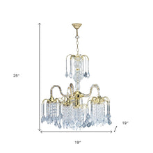 Load image into Gallery viewer, Two Tier Crystal And Hanging Chandelier Light - Clear / Gold
