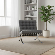 Load image into Gallery viewer, Faux Leather Stainless Steel Folding Lounge Chair - Dark Gray / Silver
