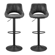 Load image into Gallery viewer, Faux Leather Steel Swivel Low Back Adjustable Height Bar Chairs With Footrest 42" (Set of 2) - Black
