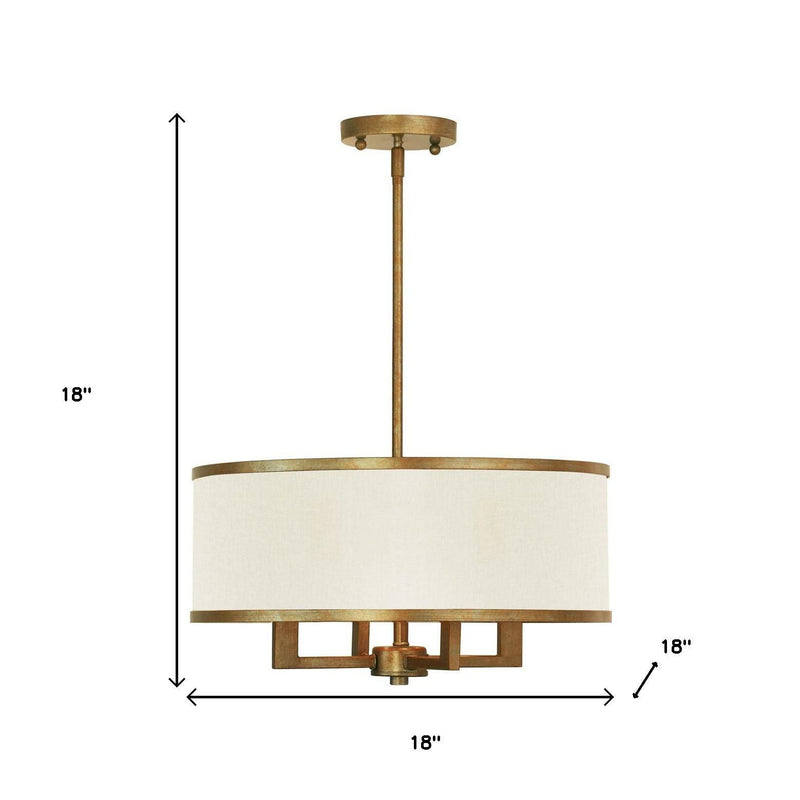 Four Light Metal Dimmable Chandelier With Shades - Gold