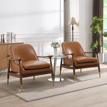 Load image into Gallery viewer, Mid - Century Accent Chair With Cushioned Seat, Brass Tipped Legs
