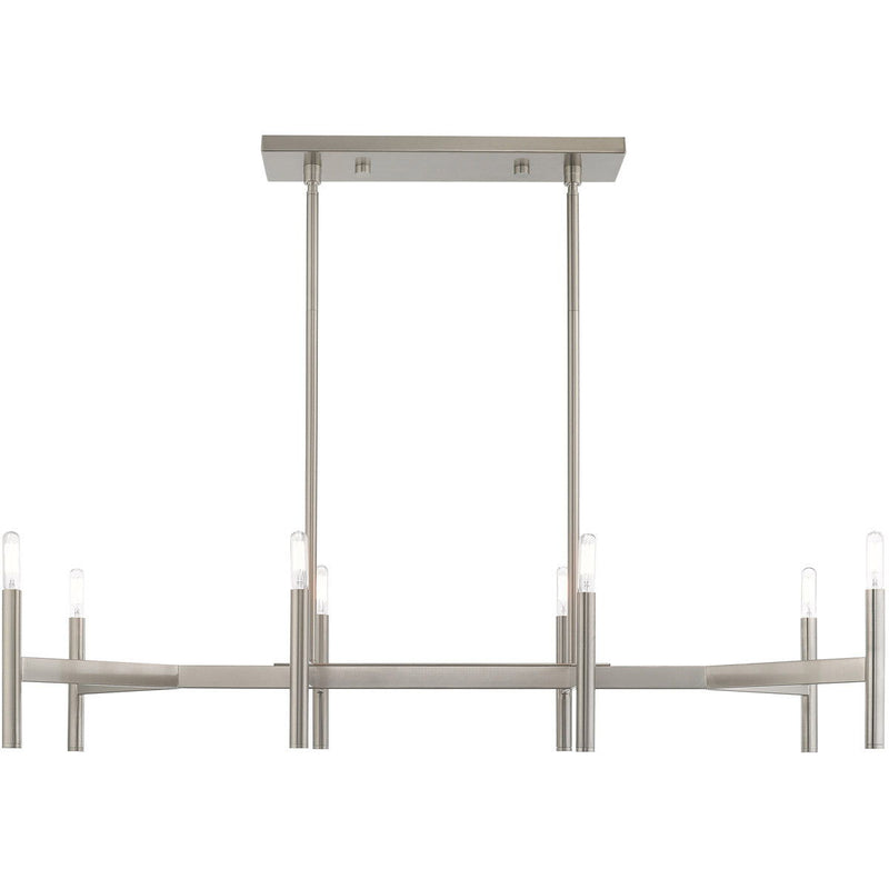 19" Eight Light Dimmable Chandelier With Shades - Nickel