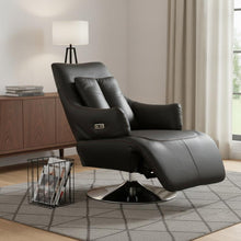 Load image into Gallery viewer, Tufted Genuine Leather Power Swivel Recliner (730567) - Brown
