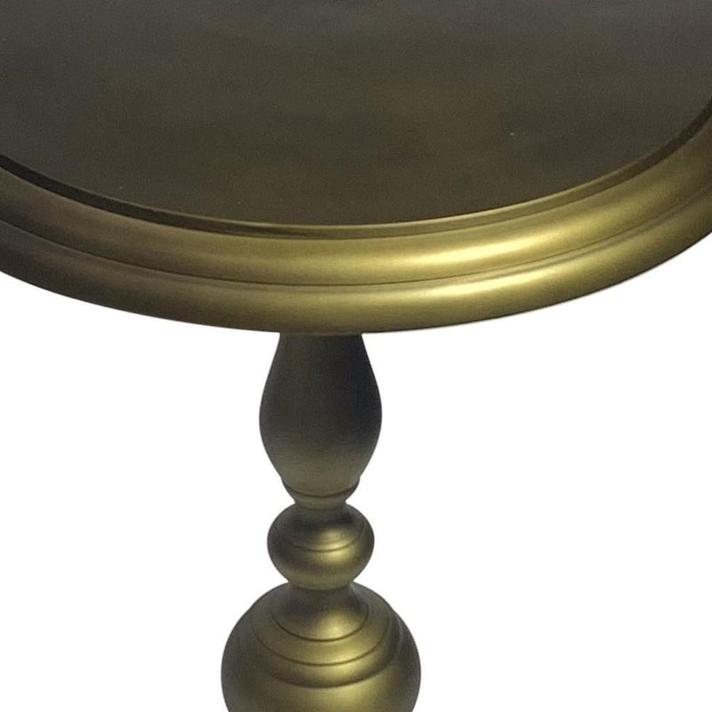 24" Brass Aluminum Round Pedestal End Table - Antiqued Brass
