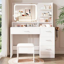 Load image into Gallery viewer, Vanity With LED Mirror And Storage Drawers For Bedrooms - Cream White

