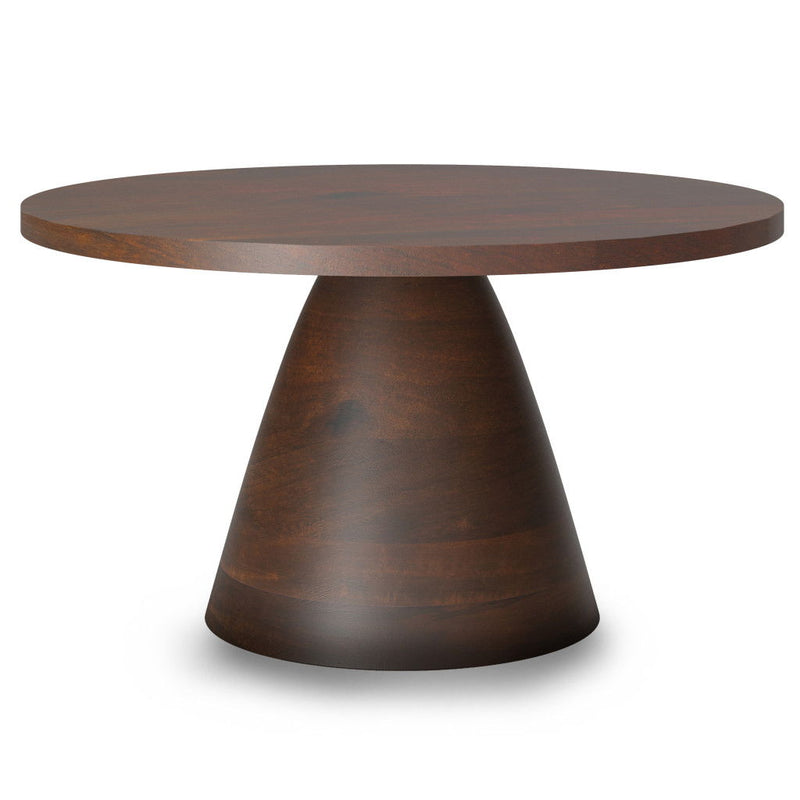 Solid Wood Round Pedestal End Table - Walnut