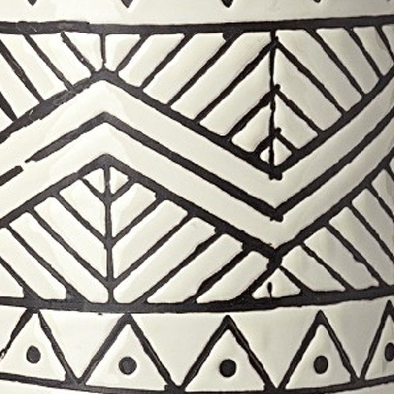 Geometric Cylinder Vase - Cream / Charcoal
