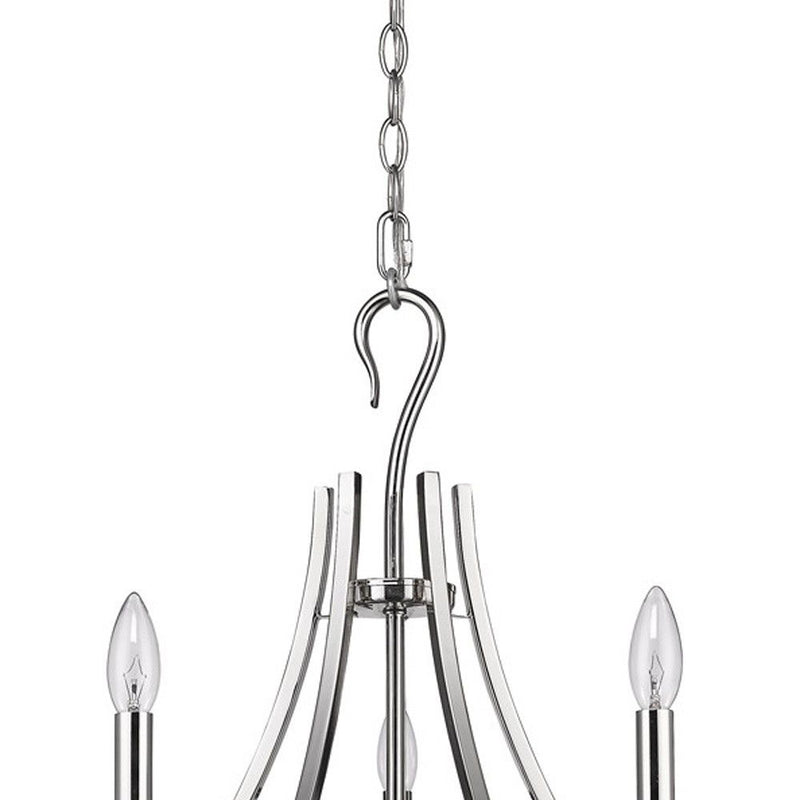 Candle Style Five Light Metal Dimmable Chandelier - Nickel