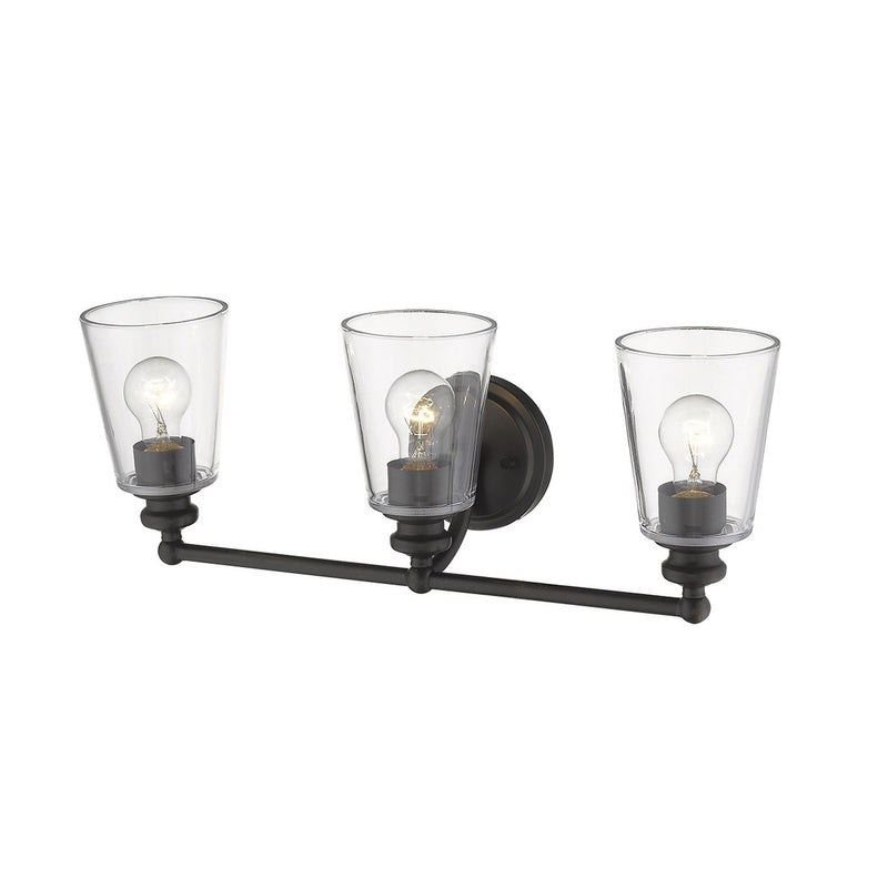 Three Light Glass Shade Wall Sconce - Antique Bronze