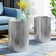 Load image into Gallery viewer, Modern Round Accent Table With Hammered Surface
