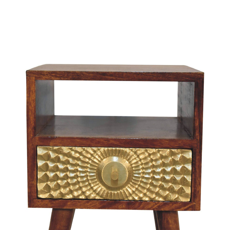23" Solid Wood Square One Drawer Nightstand - Chestnut