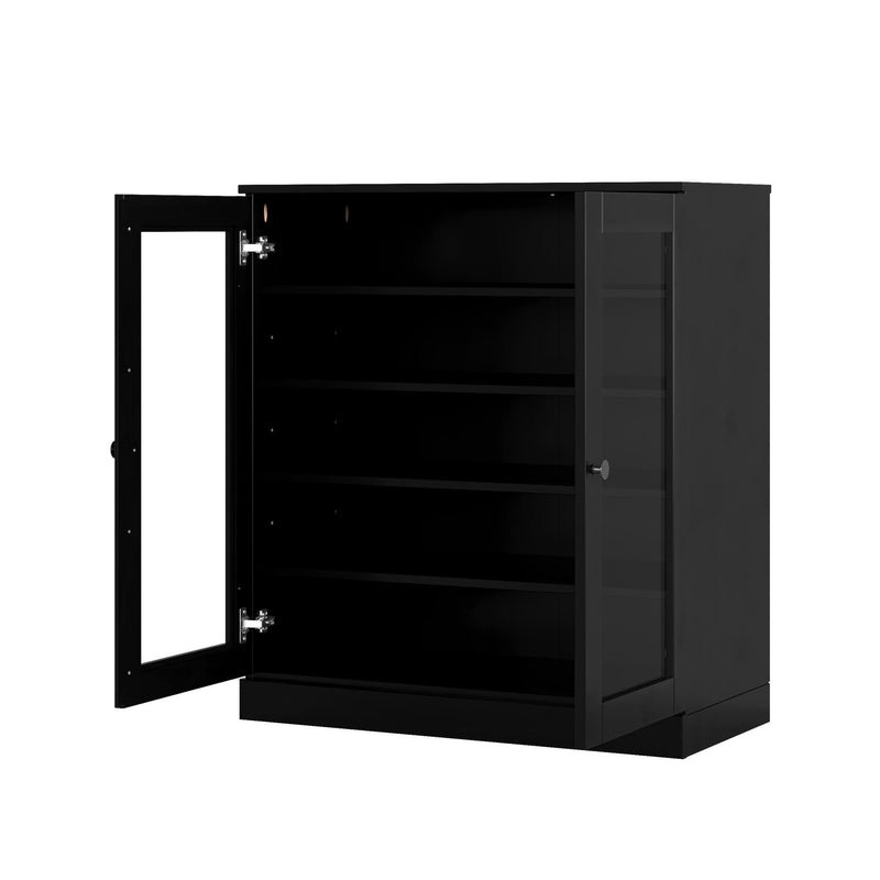 Twenty Pair Solid Woodshoe Storage Cabinet (752333) - Black