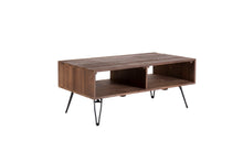Load image into Gallery viewer, Reclaimed Wood Cocktail Table With Open Storage For Living Room, Metal Legs, Foldable - Black / Natural
