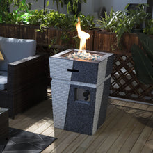 Load image into Gallery viewer, 20&quot; Propane Gas Fire Pit Table, 50000 Btu Square Concrete Fire Pit For Outside Patio Deck Garden Backyard - Light Gray Blue
