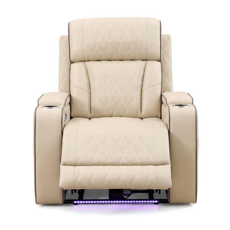 Tufted Faux Leather Lift Assist Manual Lift Assist Recliner With USB - White