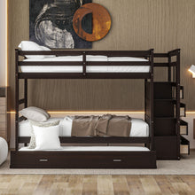 Load image into Gallery viewer, Twin Over Twin Bunk Bed with Trundle and Staircase,Espresso(OLD SKU:LT000068AAP)
