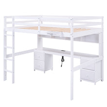 Load image into Gallery viewer, Loft Bed With Desk, Cabinets, Drawers, Charging Station And Bedside Tray
