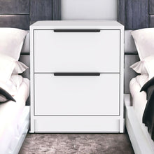 Load image into Gallery viewer, 16.1" x 14.2" x 18.8" Two Drawer Faux Wood Nightstand - White
