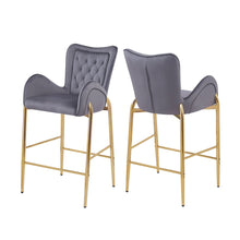 Load image into Gallery viewer, Velvet Fabric Counter Height Bar Stools (Set of 2)
