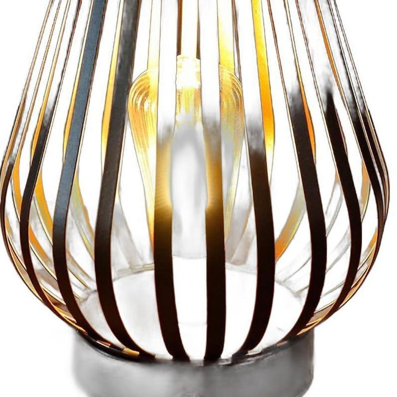 Novelty USB Battery Powered Desk Lamp With Cage Shade - Brown