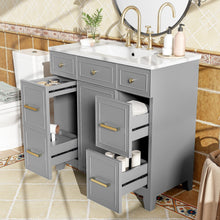 Load image into Gallery viewer, Bathroom Vanity With Ceramic Sink, Soft Close Doors, Adjustable Shelves
