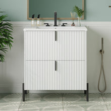 Load image into Gallery viewer, Fluted Bathroom Vanity With Ceramic Sink, Freestanding Design
