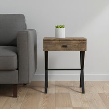 Load image into Gallery viewer, Wood And Metal End Table With Drawer - Black And Brown
