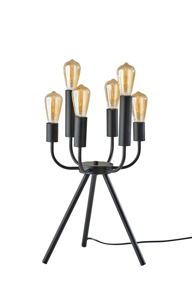 24" Six Light Tripod Table Lamp - Black