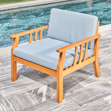 Load image into Gallery viewer, Kapalua Honey Nautical Curve Eucalyptus Wooden Outdoor Sofa Chair with Cushion
