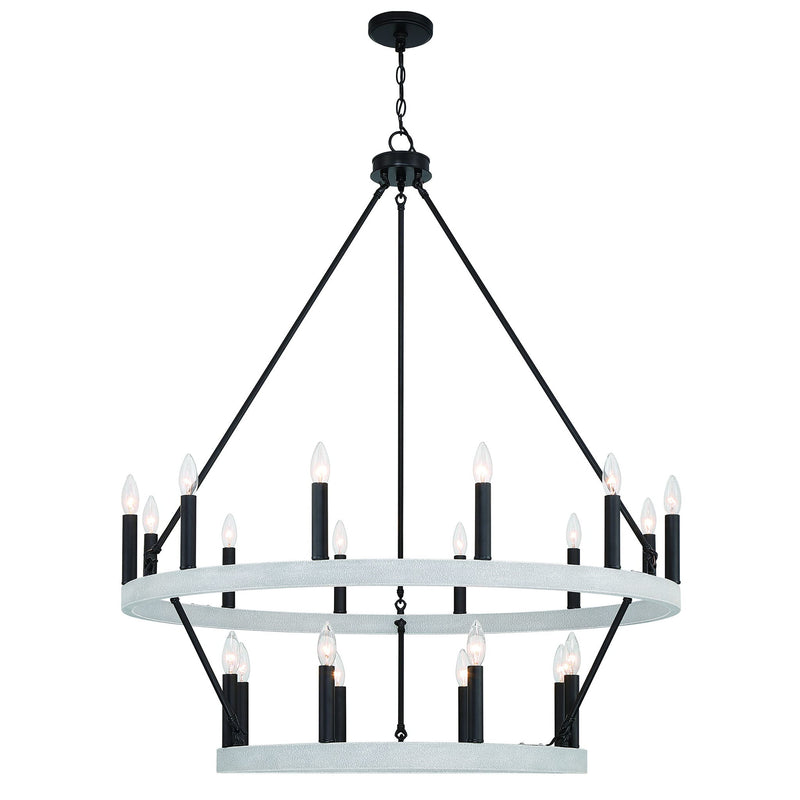 48" Candle Style Multi Light Metal Dimmable Chandelier - Black / White