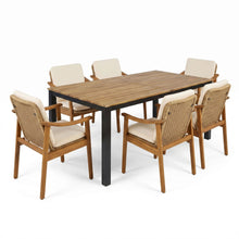 Load image into Gallery viewer, 7 Piece Outdoor Patio Dining Set With &amp; 6 Arm Chairs
