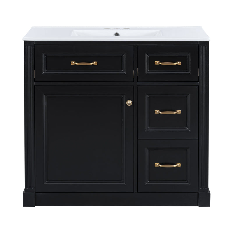 Modern Bathroom Vanity With Sink, 4 Drawers, Soft-Close Door, Adjustable Shelf