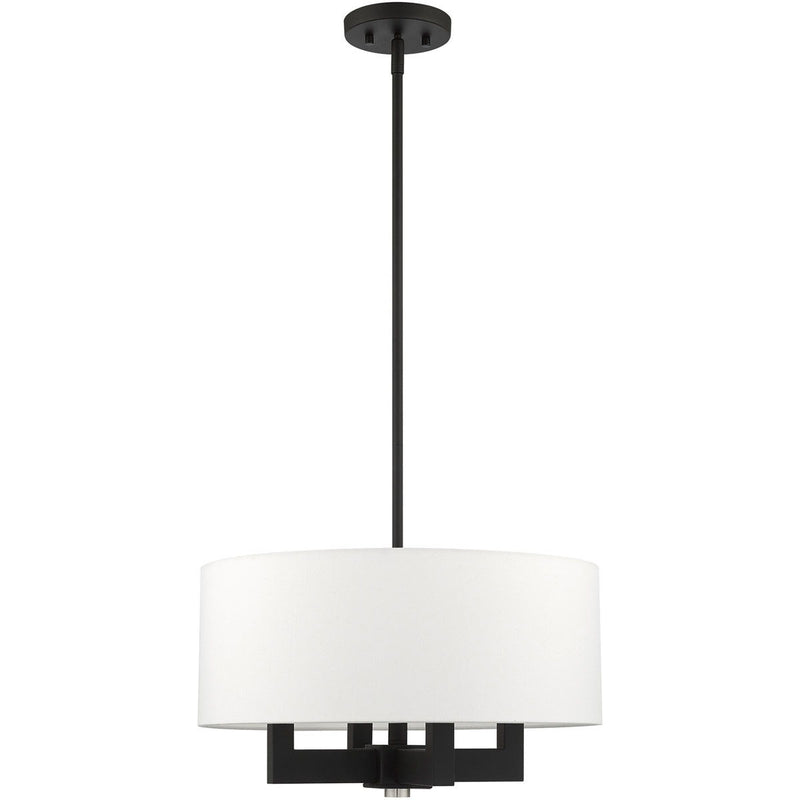 19'' Four Light Dimmable Chandelier With Shades - Black