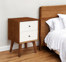 Load image into Gallery viewer, Century Modern Wood 2 Drawer Nightstand - Brown And White
