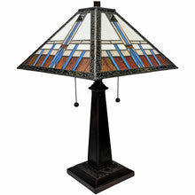 Load image into Gallery viewer, 11" x 21" x 22" Metal Two Light Candlestick Table Lamp With Empire Shade - Dark Brown / Off-White
