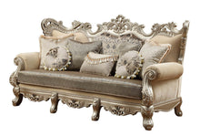Load image into Gallery viewer, Cotton Blend Curved Floral Sofa And Toss Pillows - Champagne
