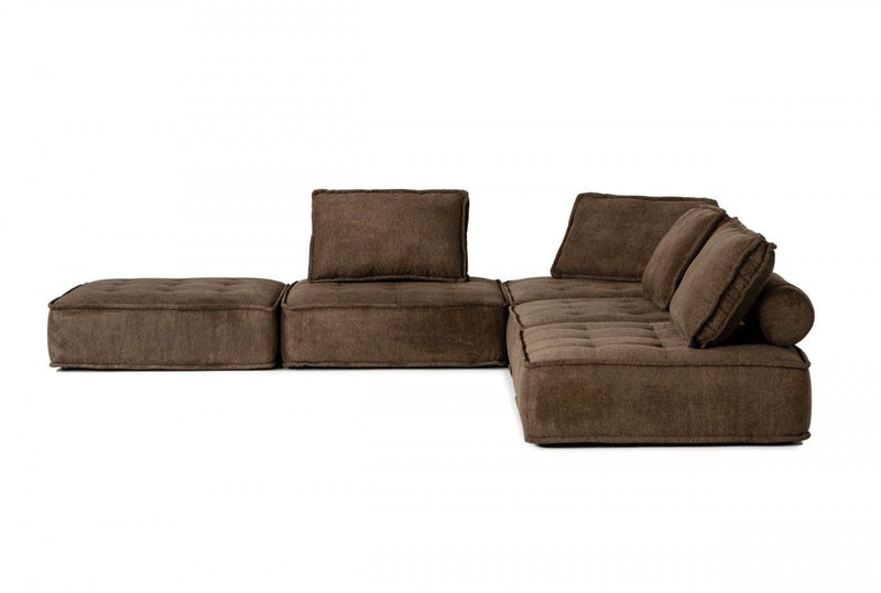 Fabric Modular L Shaped 5" Piece Corner Sectional - Brown