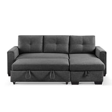 Load image into Gallery viewer, Polyester Blend Convertible Futon Sleeper Sofa With Black Legs - Dark Gray
