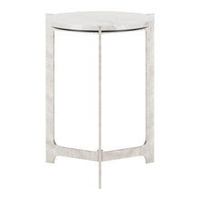 Load image into Gallery viewer, 25" Marble And Aluminum Round Cross Legs End Table - White And Silver
