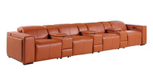 Load image into Gallery viewer, Top Grain Leather Reclining Metal USB Sofa (720421) - Camel
