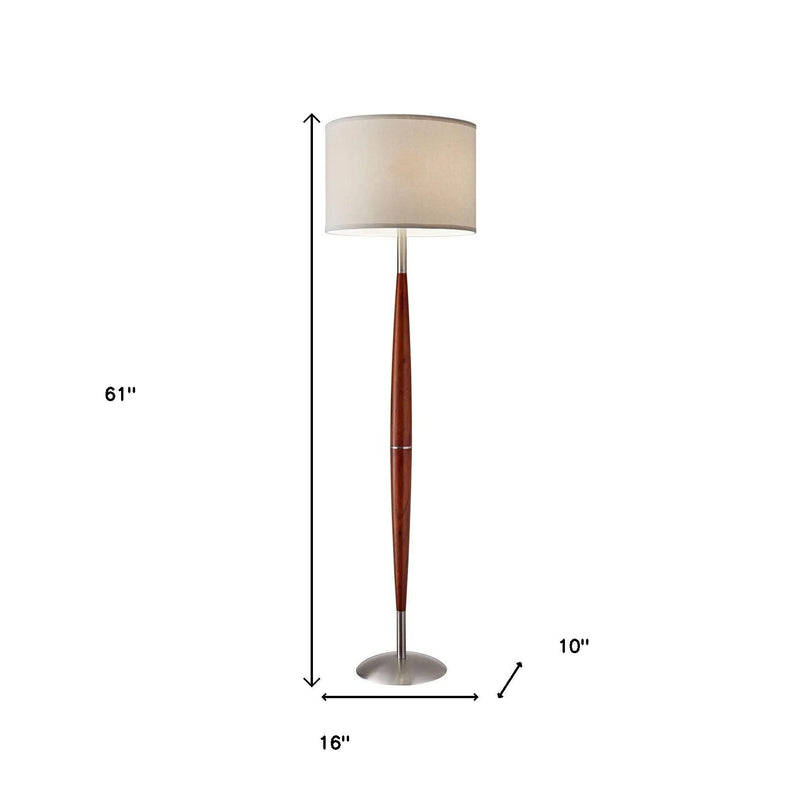 Solid Wood Traditional Shaped Floor Lamp With Drum Shade - White