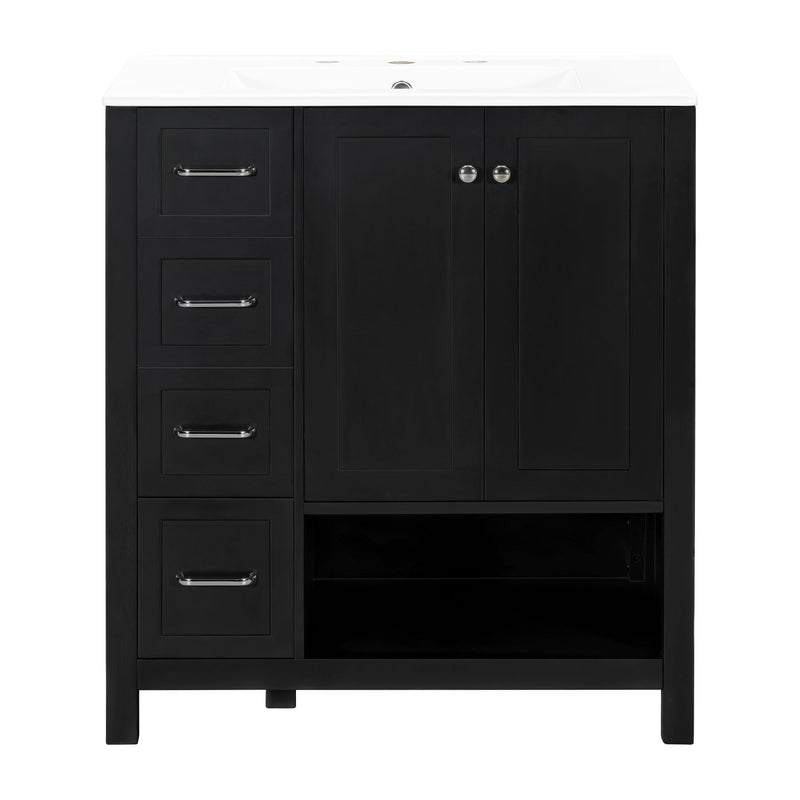 Bathroom Vanity With Sink Top, Bathroom Vanity Cabinet With 2 Doors And 2 Drawers, Open Shelf