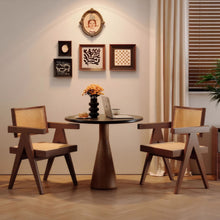 Load image into Gallery viewer, Modern Mid Century Dining Chairs (Set of 2), Rattan Accent Chairs, Comfy Armchairs, Outdoor Wood Chairs With Armrest - Walnut
