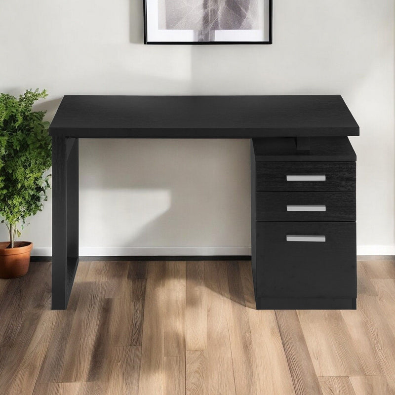 47" Computer Desk With Three Drawers - Black
