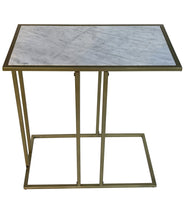 Load image into Gallery viewer, 26" Marble And Iron Frame End Table - Antiqued Gold
