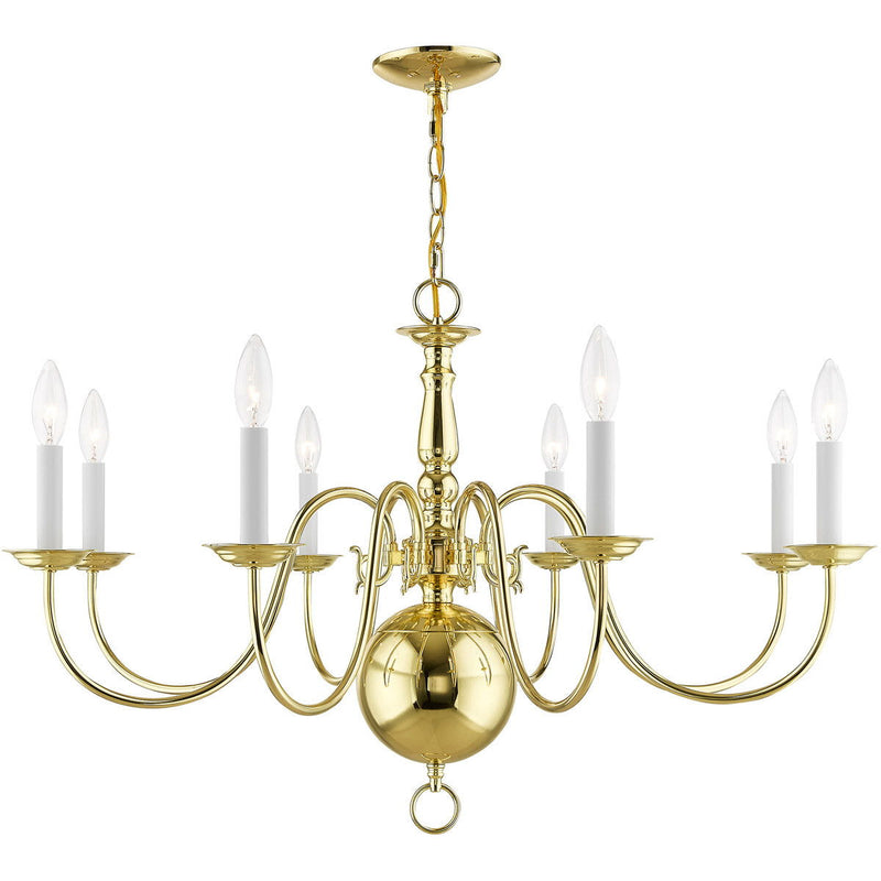 21" Eight Light Dimmable Chandelier With Shades - Brass