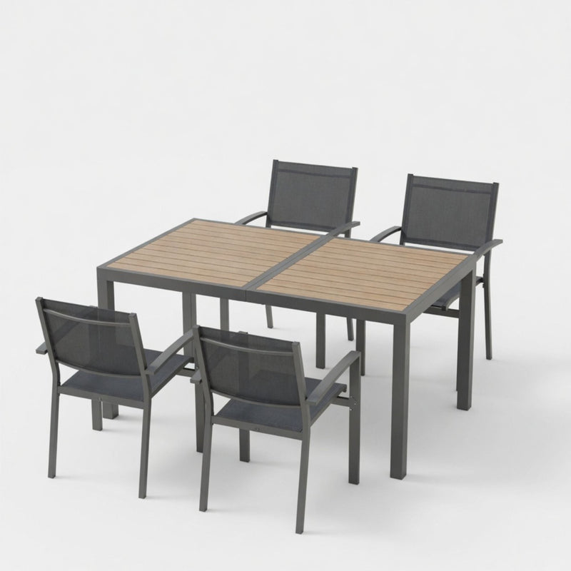 5 Piece Patio Dining Set With Table And Chairs For Outdoor Use - Gray